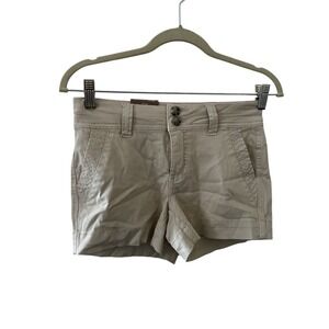 BKE Mollie Khaki Chino Shorts Womens 22 Natural Tan Double Button  NEW